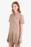 Miu Miu 2024 Beige Checkered Cotton SS Pleated Skirt Mini Dress Size 36