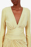 Alexander Vauthier Gold V Neck Gathered Asymmetrical Mini Dress Size 36
