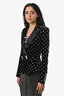 Balmain Black Padded Velvet Embellished Polka Dots Lion Buttons Blazer Size 34