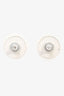Pre-loved Chanel™ 2018 Silver Tone CC Crystal Faux Pearl Drop Earrings