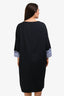 Sofie D'Hoore Black Cotton Long Sleeve Striped Cuff Sleeve Dress Size 38