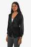 Theory Black Tie Front V Neck Cuffed Sleeve LS Top Size 2