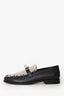 Hermès Black Leather Canvas 'Destin' Loafers Size 37