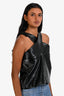 Courrages Black Patent Leather Sleeveless Top Size 40