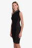 Victoria Beckham Black/Brown One-Shoulder Midi Dress Size 6