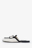 Pre-loved Chanel™ 2023 White/Black Knit CC Logo Mules Size 38