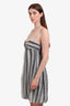 Hugo Boss Grey Silk Striped Bubble Hem Mini Dress Size 6