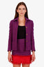 Saint Laurent Purple Tweed Blazer + Feather Trim Mini Skirt Set Size 34