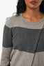 Brunello Cucinelli Grey/Brown Cashmere Striped Sweater Size S