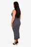 A.L.C Cream/Navy Blue Knit Cotton Striped Scoop Neck Sleeveless Maxi Dress Size Large