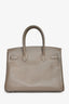 Hermès 2011 Etoupe Epsom Leather Bleu Izmir Verso Birkin 30 PHW