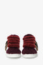 Fendi White/Red Leather Shearling Zucca FF Logo Trimmed Sneakers Size 36