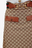 Gucci Brown Leather GG Monogram Horsebit Midi Skirt Size 40