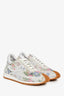 Loewe White Leather and Multicolour Suede Floral Print 'Flow' Runners Size 41