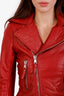 Balenciaga 2013 Red Lambskin Biker Jacket Size 38