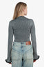 Louis Vuitton Grey Ribbed Bell Sleeve Cardigan Size XS
