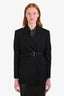 Prada 2023 Black Wool Belted Blazer Size 38