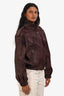 Fabrique Mahogany Coated Faux Leather Bomber Jacket Size S