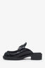Prada Black Leather Logo Plaque Mule Loafers Size 35