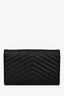 Saint Laurent Black Grain Leather 'Cassandre' Envelope Wallet on Chain