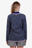 Thom Browne Blue Check Print Textured Tweed Cotton Cardigan Size 40