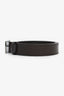Gucci Brown Plutone Calfskin Plaque Interlocking G 30mm Belt Size 95