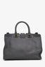 Saint Laurent Grey Leather Medium Cabas ChYc Bag With Strap