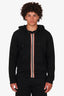 Burberry Black Lexington Icon Stripe Tape Detail Zip-up Hoodie Size M Mens