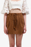 Max Mara Brown Wool Silk Blend 'Tabarin' Mini Skirt Size 42