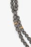 Pre-loved Chanel™ 2024 Grey Gold Tone Faux Pearls Strass CC Logo Long Necklace