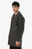 Moschino Couture Grey Wool Blend Suspender Detail Midi Coat Size 36 Men's
