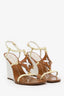 Louis Vuitton Brown/Cream Patent Leather Wedge Sandals Size 36