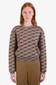 Balenciaga Beige/Brown Cotton Knit Monogram Cropped Sweater Size M