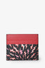 Prada Black/Red/White/Pink Printed Saffiano Leather Card Holder