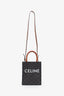 Celine Brown Leather Canvas Mini Triomphe Vertical Cabas Tote with Strap