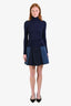 Alexander McQueen Blue Denim Pleated Panel Flared Mini Skirt Size 40