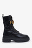 Fendi Black Leather Logo Combat Boots Size 39