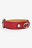 Celine Red Leather Studded Belt SHW Size 90/30