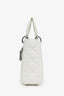 Christian Dior 2021 White Cannage Lambskin Small Lady Dior with Strap