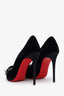 Christian Louboutin Black Velvet Crystal Bow 100mm Heels Size 37