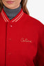 Celine Red Wool Blend 'Teddy Brode' Varsity Jacket Size 36