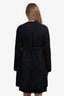Dries Van Noten Navy Jacquard Floral Belted Coat Size 36