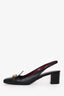 Valentino Black Leather Vlogo Chain Slingback Loafer Heels Size 39