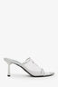 Prada Silver Vinyl Logo Mules Size 37.5
