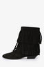Saint Laurent Black Suede Fringe Ankle Boots Size 36