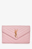 Saint Laurent Pink Grained Leather Wallet On Chain