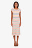 Pre-loved Chanel™ White/Multicolour Striped Sleeveless Maxi Dress Size 42
