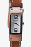 Hermès Stainless Steel Gold Leather Double Tour Strap Kelly Watch