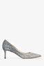 Jimmy Choo Blue Silver Ombre Coarse Glitter 'Romy 60' Pumps Size 41.5