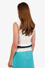 Miu Miu White/Green Virgin Wool Cropped Sweater Vest Size 40